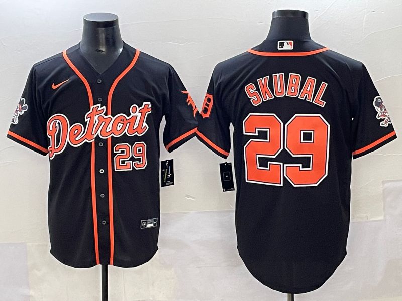 Men 2025 Detroit Tigers #29 Skubal Black Joint Name Nike MLB Jersey style 1